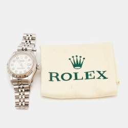 Pre Owned Rolex Mother Of Pearl Diamonds 18K White Gold Stainless Steel Datejust 69174 Women's Wristwatch 26 mm