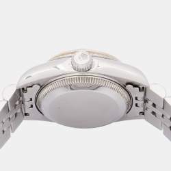 Pre Owned Rolex Mother Of Pearl Diamonds 18K White Gold Stainless Steel Datejust 69174 Women's Wristwatch 26 mm