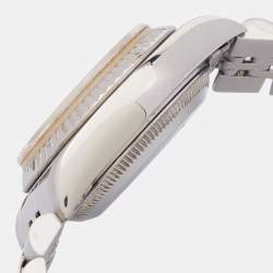 Pre Owned Rolex Mother Of Pearl Diamonds 18K White Gold Stainless Steel Datejust 69174 Women's Wristwatch 26 mm