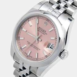 Pre Owned Rolex Pink Stainless Steel Datejust 178240 Women's Wristwatch 31 mm