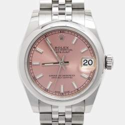 Pre Owned Rolex Pink Stainless Steel Datejust 178240 Women's Wristwatch 31 mm