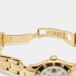 Pre Owned Rolex Mother of Pearl 18k Yellow Gold Diamond Datejust Pearlmaster 69318 Women's Wristwatch 29 mm