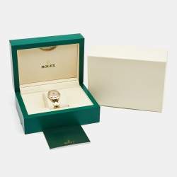 Pre Owned Rolex Mother of Pearl 18k Yellow Gold Diamond Datejust Pearlmaster 69318 Women's Wristwatch 29 mm