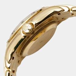 Pre Owned Rolex Mother of Pearl 18k Yellow Gold Diamond Datejust Pearlmaster 69318 Women's Wristwatch 29 mm