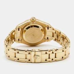 Pre Owned Rolex Mother of Pearl 18k Yellow Gold Diamond Datejust Pearlmaster 69318 Women's Wristwatch 29 mm