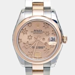 Pre Owned Rolex Champagne 18k Rose Gold Stainless Steel Datejust 178241 Women's Wristwatch 31 mm