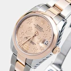 Pre Owned Rolex Champagne 18k Rose Gold Stainless Steel Datejust 178241 Women's Wristwatch 31 mm