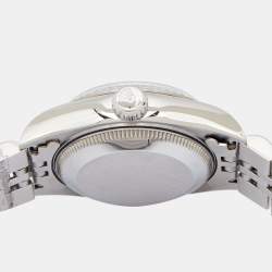 Pre Owned Rolex Black Diamonds 18K White Gold And Stainless Steel Datejust 69174 Automatic Women's Wristwatch 26 mm