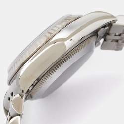 Pre Owned Rolex Black Diamonds 18K White Gold And Stainless Steel Datejust 69174 Automatic Women's Wristwatch 26 mm