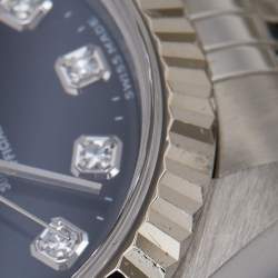 Pre Owned Rolex Black Diamonds 18K White Gold And Stainless Steel Datejust 69174 Automatic Women's Wristwatch 26 mm