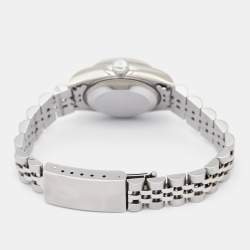 Pre Owned Rolex Black Diamonds 18K White Gold And Stainless Steel Datejust 69174 Automatic Women's Wristwatch 26 mm