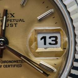 Pre Owned Rolex Champagne Stainless Steel Datejust 69174 Women's Wristwatch 26 mm