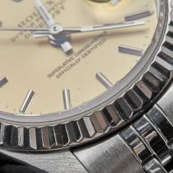 Pre Owned Rolex Champagne Stainless Steel Datejust 69174 Women's Wristwatch 26 mm