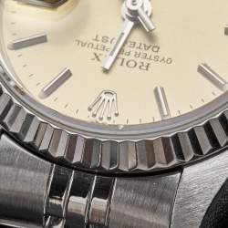 Pre Owned Rolex Champagne Stainless Steel Datejust 69174 Women's Wristwatch 26 mm