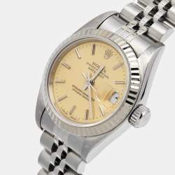 Pre Owned Rolex Champagne Stainless Steel Datejust 69174 Women's Wristwatch 26 mm