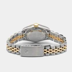 Pre Owned Rolex Champagne Diamonds 18K Yellow Gold Stainless Steel Datejust 69173 Women's Wristwatch 26 mm