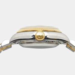Pre Owned Rolex Champagne Diamonds 18K Yellow Gold Stainless Steel Datejust 69173 Women's Wristwatch 26 mm