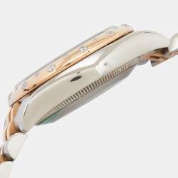 Pre Owned Rolex Mother Of Pearl 18K Everose Gold Stainless Steel Diamond Datejust 178341 Women's Wristwatch 31 mm