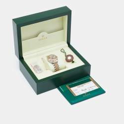 Pre Owned Rolex Mother Of Pearl 18K Everose Gold Stainless Steel Diamond Datejust 178341 Women's Wristwatch 31 mm