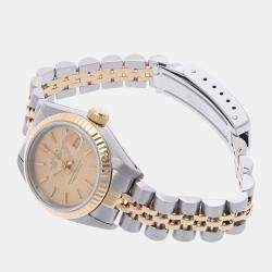 Pre Owned Rolex Champagne 18K Yellow Gold And Stainless Steel Datejust 69173 Women's Wristwatch 26 mm