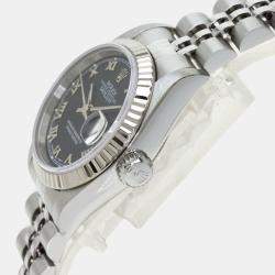 Pre Owned Rolex Blue Stainless Steel Datejust 69174 Women's Wristwatch 26 mm