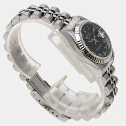 Pre Owned Rolex Blue Stainless Steel Datejust 69174 Women's Wristwatch 26 mm