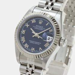Pre Owned Rolex Blue Stainless Steel Datejust 69174 Women's Wristwatch 26 mm