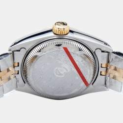 Pre Owned Rolex Black 18K Yellow Gold Stainless Steel Datejust 69173 Women's Wristwatch 26 mm