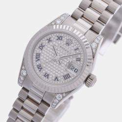 Rolex Silver Diamonds 18K White Gold Datejust 179239ZER Women's Wristwatch 26 mm