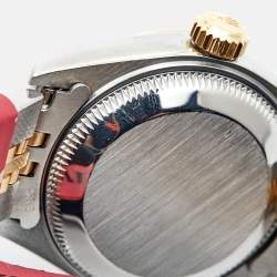 Pre Owned Rolex Blue Diamonds 18K Yellow Gold Stainless Steel Datejust 69173 Women's Wristwatch 26 mm