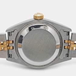 Pre Owned Rolex Ivory 18K Yellow Gold Stainless Steel Datejust 69173 Women's Wristwatch 26 mm