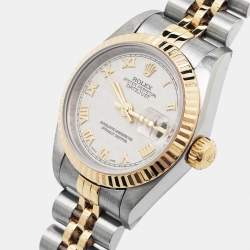 Pre Owned Rolex Ivory 18K Yellow Gold Stainless Steel Datejust 69173 Women's Wristwatch 26 mm