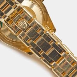 Pre Owned Rolex Diamond Pave 18K Yellow Gold Pearlmaster Datejust 81158 Women's Wristwatch 34 mm
