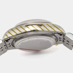 Pre Owned Rolex Brown Anniversary Diamond Dial 18K White Gold Stainless Steel Datejust 79174 Wristwatch 26 mm