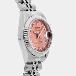 Rolex Pink Stainless Steel Datejust 69174 Automatic Women's Wristwatch 26 mm