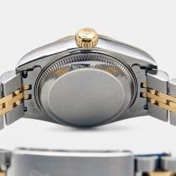 Pre Owned Rolex Blue 18k Yellow Gold Stainless Steel Datejust 69173 Women's Wristwatch 26 mm 