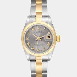 Rolex Datejust Steel Yellow Gold Slate Roman Dial Ladies Watch 69163 26 mm