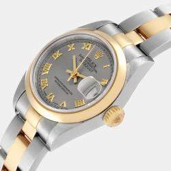 Rolex Datejust Steel Yellow Gold Slate Roman Dial Ladies Watch 69163 26 mm