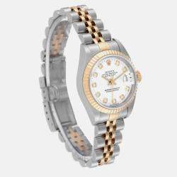 Pre Owned Rolex Datejust Steel Yellow Gold White Diamond Dial Ladies Watch 79173 26 mm