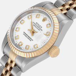 Pre Owned Rolex Datejust Steel Yellow Gold White Diamond Dial Ladies Watch 79173 26 mm