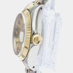 Pre Owned Rolex Champagne Diamond 18k Yellow Gold And Stainless Steel Datejust 69173 Automatic Women's Wristwatch 26 mm