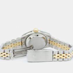 Pre Owned Rolex Champagne Diamond 18k Yellow Gold And Stainless Steel Datejust 69173 Automatic Women's Wristwatch 26 mm