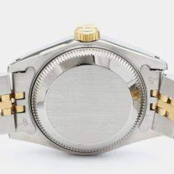 Pre Owned Rolex Champagne Diamond 18k Yellow Gold And Stainless Steel Datejust 69173 Automatic Women's Wristwatch 26 mm