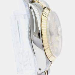 Pre Owned Rolex Champagne Diamond 18k Yellow Gold And Stainless Steel Datejust 69173 Automatic Women's Wristwatch 26 mm