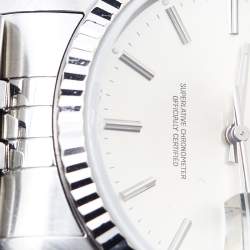 Pre Owned Rolex Silver Sunburst 18K White Gold Stainless Steel Datejust 16234 Men's Wristwatch 36 mm