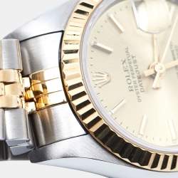 Pre Owned Rolex Champagne 18K Yellow Gold And Stainless Steel Datejust 69173 Women's Wristwatch 26 mm