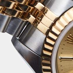 Pre Owned Rolex Champagne 18K Yellow Gold And Stainless Steel Datejust 69173 Women's Wristwatch 26 mm