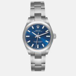 Rolex Oyster Perpetual Nondate Blue Dial Steel Ladies Watch 276200 28 mm