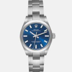 Rolex Oyster Perpetual Nondate Blue Dial Steel Ladies Watch 276200 28 mm