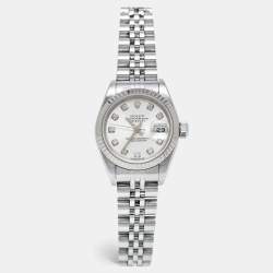 Rolex Silver 18K White Gold Stainless Steel Diamond Datejust 79174 Women's Wristwatch 26 mm